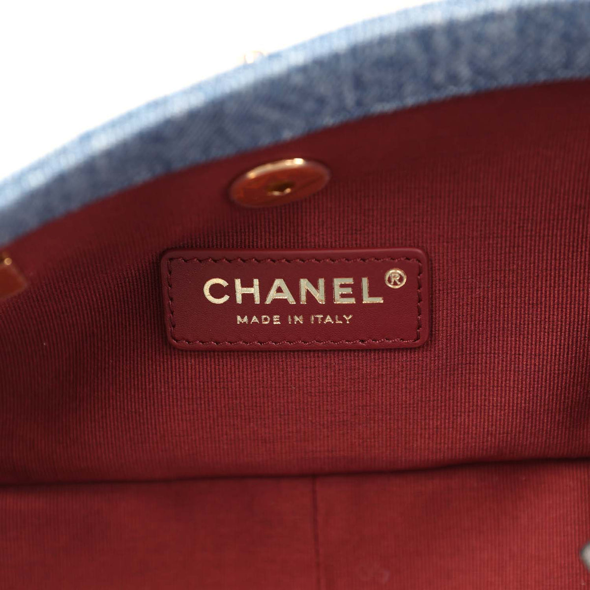 Chanel Medium "Eyes on You" Flap Bag Blue Denim Gold Hardware