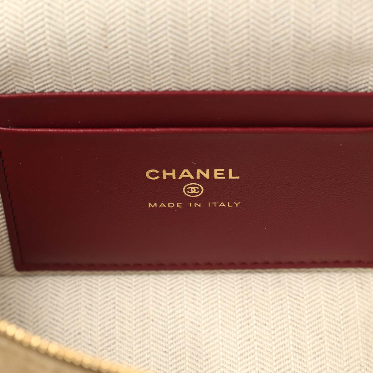 Chanel Top Handle Long Vanity Case with Chain Dark Beige Suede Gold Hardware