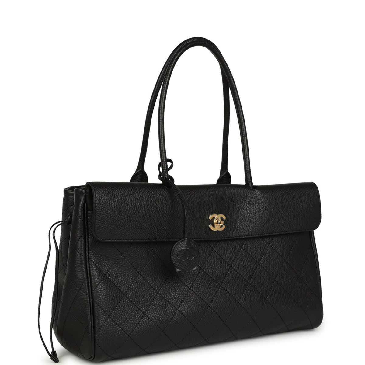 Chanel Large "Urban Essential" East West Shopping Tote Black Caviar Gold Hardware