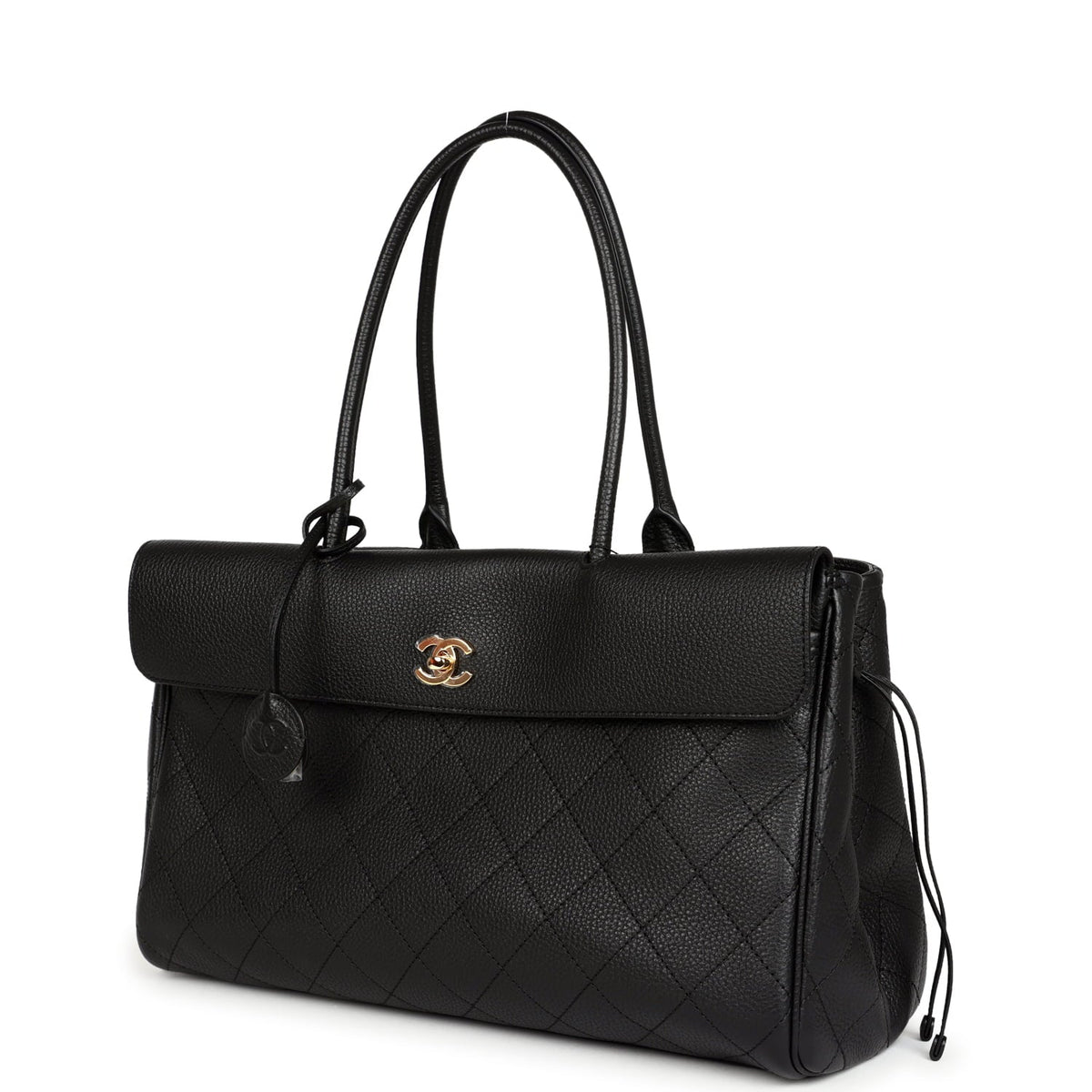 Chanel Large "Urban Essential" East West Shopping Tote Black Caviar Gold Hardware
