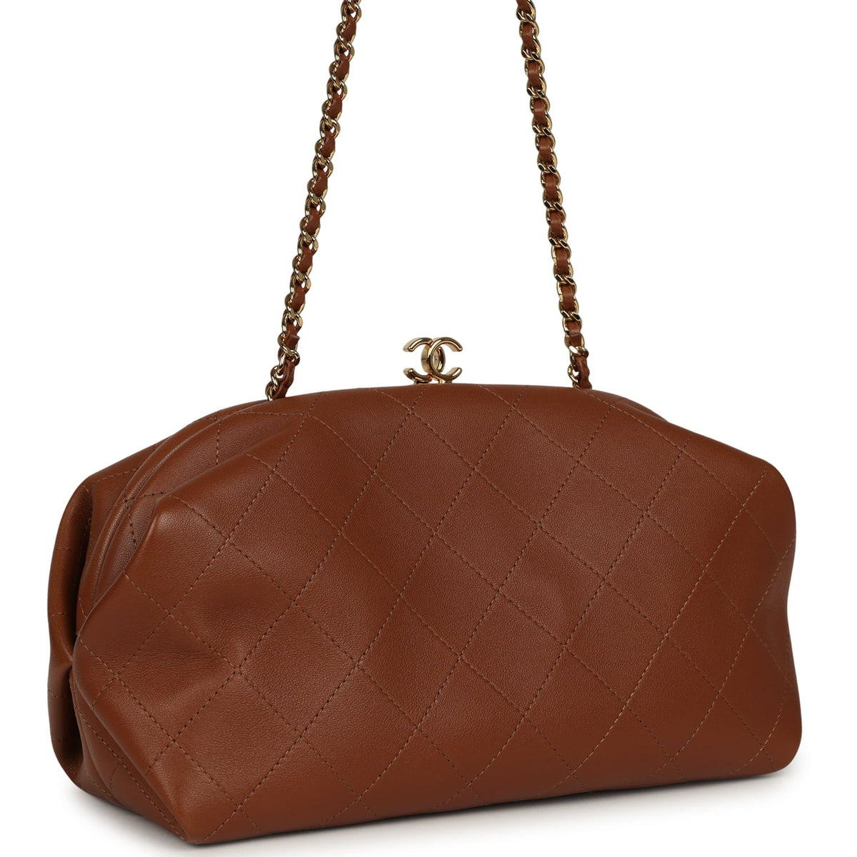 Chanel Small Clutch with Chain Camel Lambskin Gold Hardware