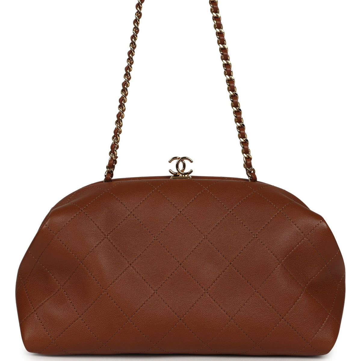 Chanel Small Clutch with Chain Camel Lambskin Gold Hardware