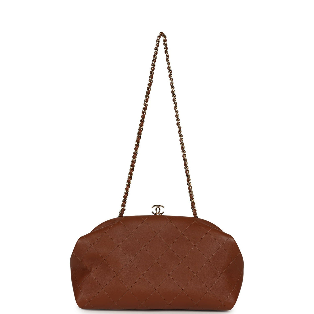Chanel Small Clutch with Chain Camel Lambskin Gold Hardware