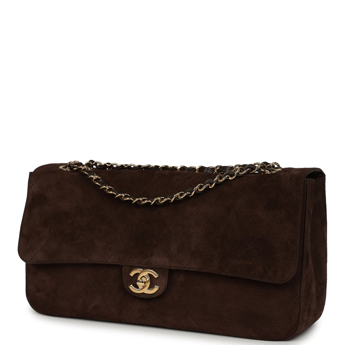 Chanel Maxi "Souplissimo" Small Flap Bag Dark Brown Suede Gold Hardware