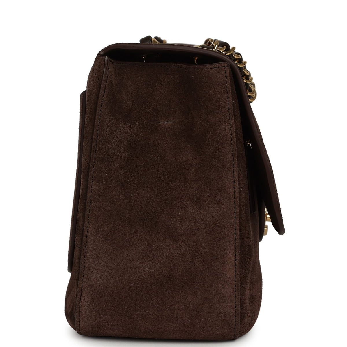 Chanel Maxi "Souplissimo" Small Flap Bag Dark Brown Suede Gold Hardware