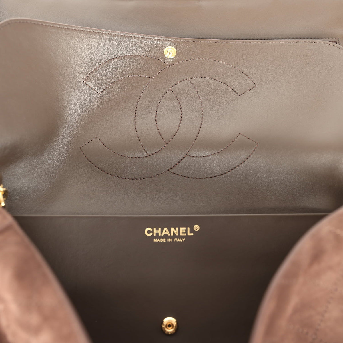 Chanel Maxi "Souplissimo" Small Flap Bag Dark Brown Suede Gold Hardware