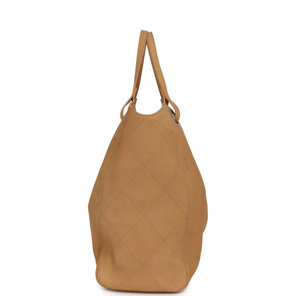 Chanel Maxi Shopping Bag Beige Grained Nubuck Calfskin Light Gold Hardware