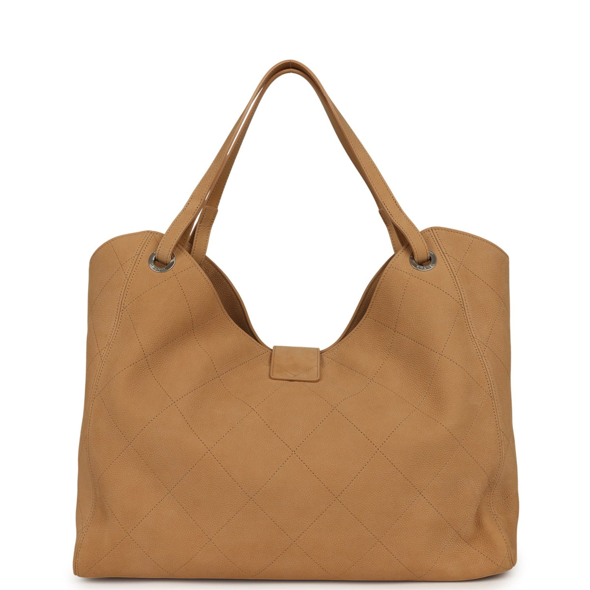 Chanel Maxi Shopping Bag Beige Grained Nubuck Calfskin Light Gold Hardware