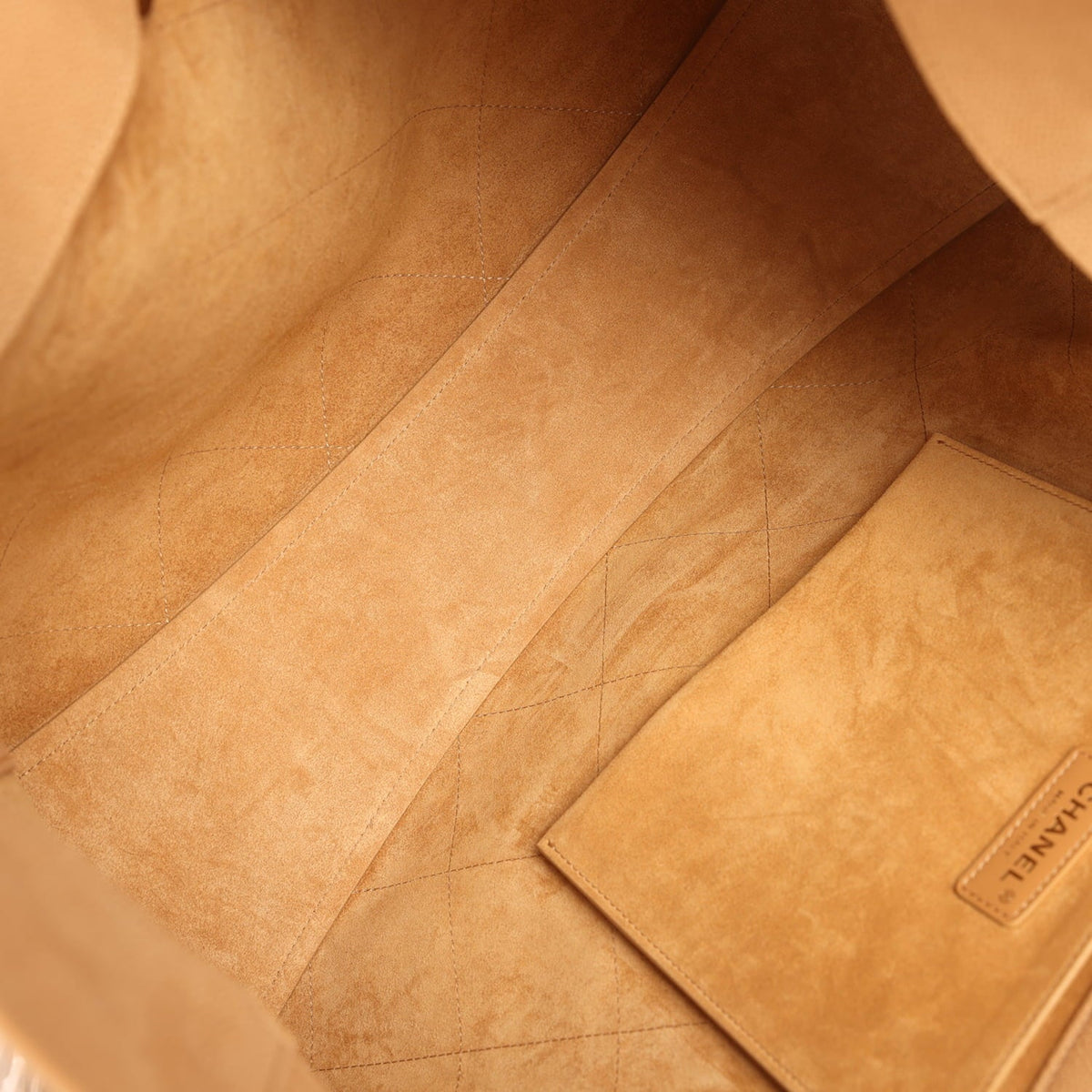 Chanel Maxi Shopping Bag Beige Grained Nubuck Calfskin Light Gold Hardware