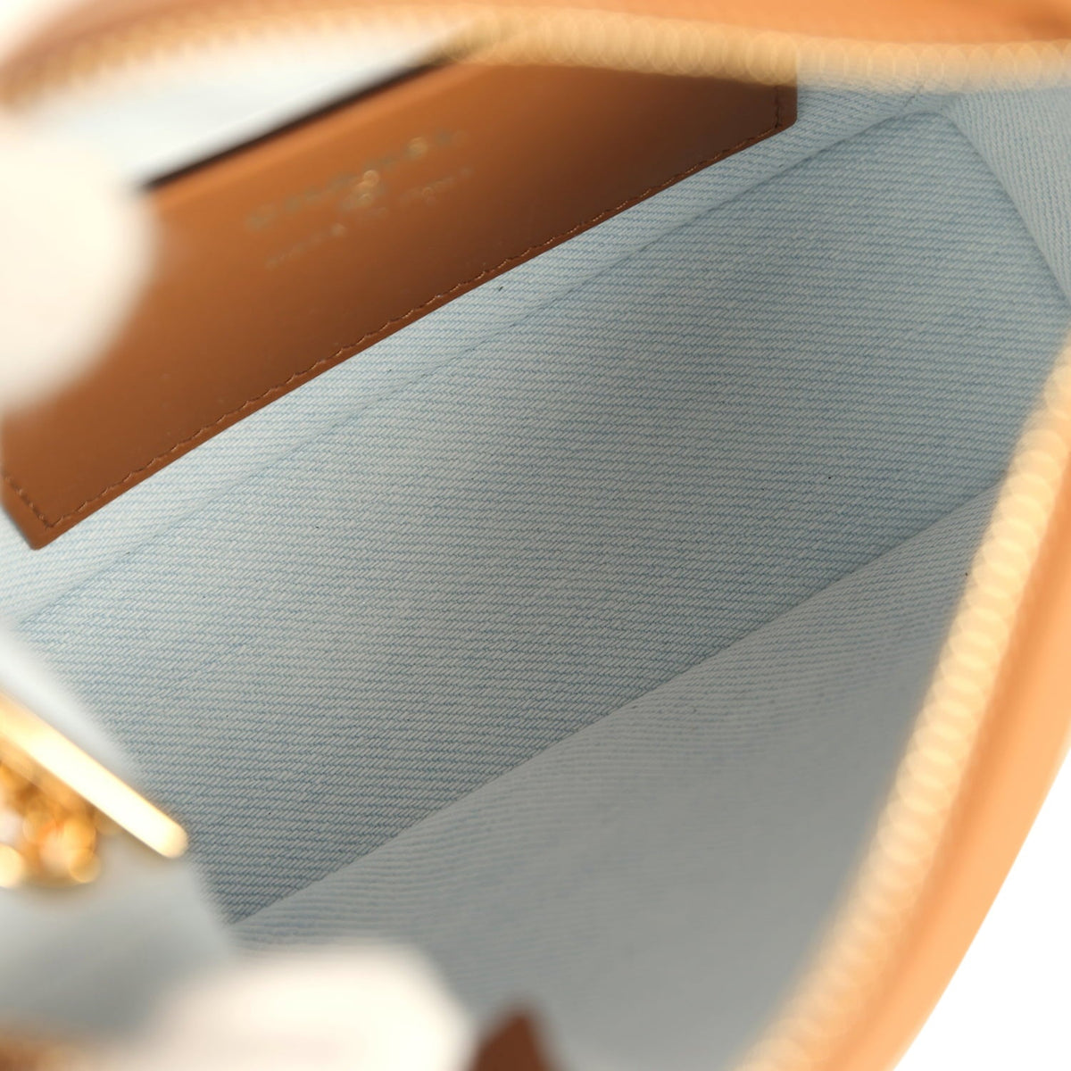 Chanel Mini CC Hobo Pouch with Chain Light Blue Denim and Brown Calfskin Gold Hardware
