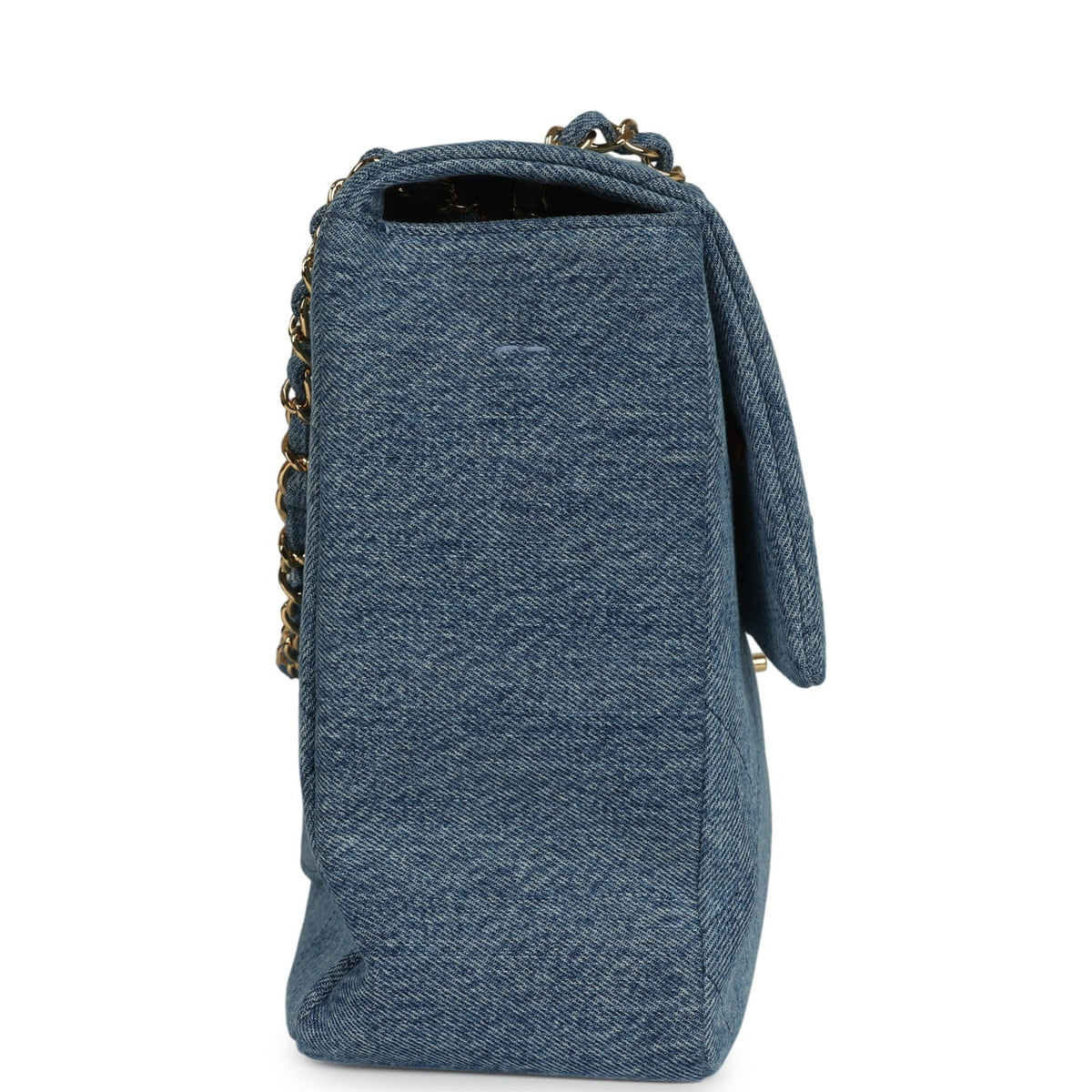 Chanel Maxi "Souplissimo" Large Flap Bag Blue Denim Gold Hardware