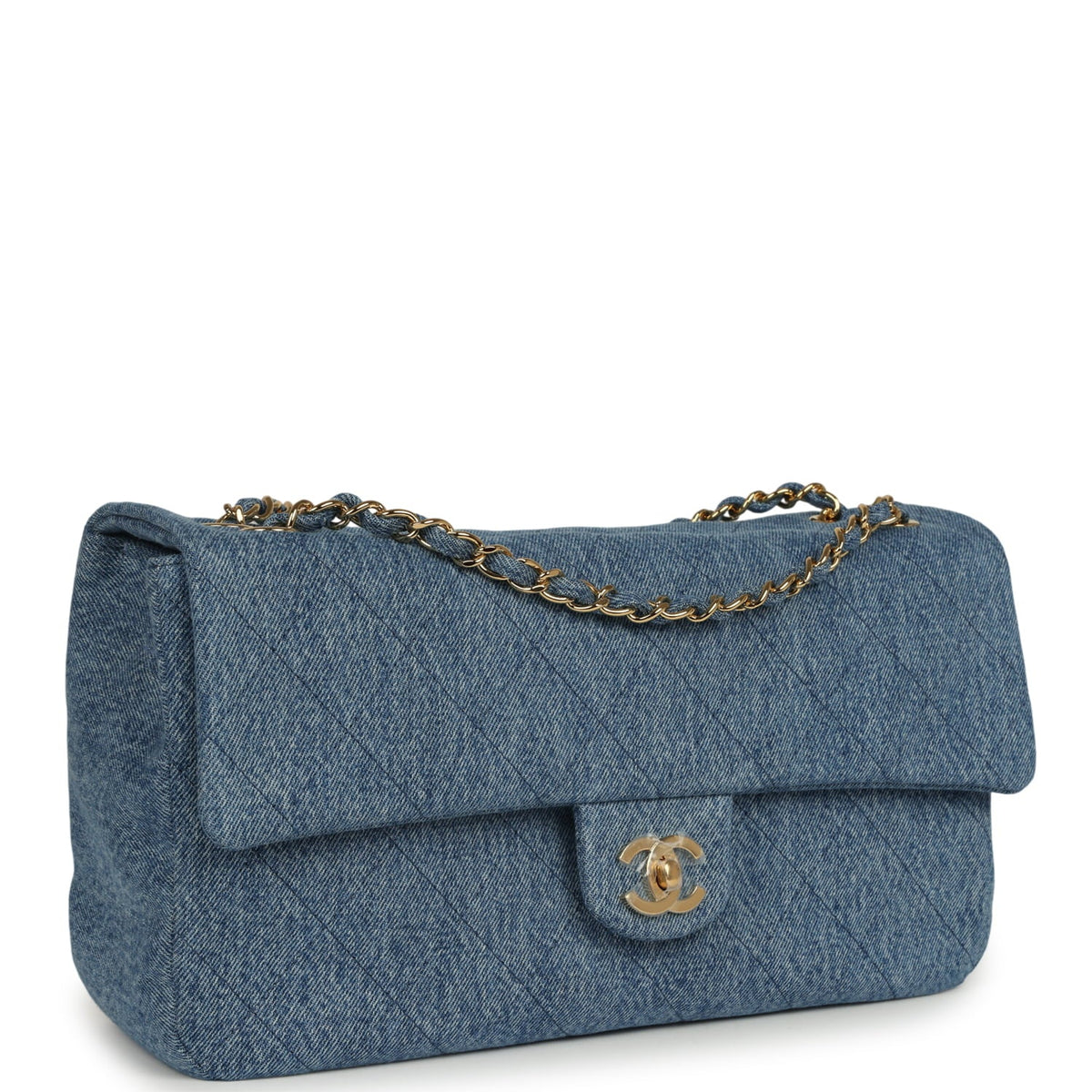 Chanel Maxi "Souplissimo" Small Flap Bag Blue Denim Gold Hardware