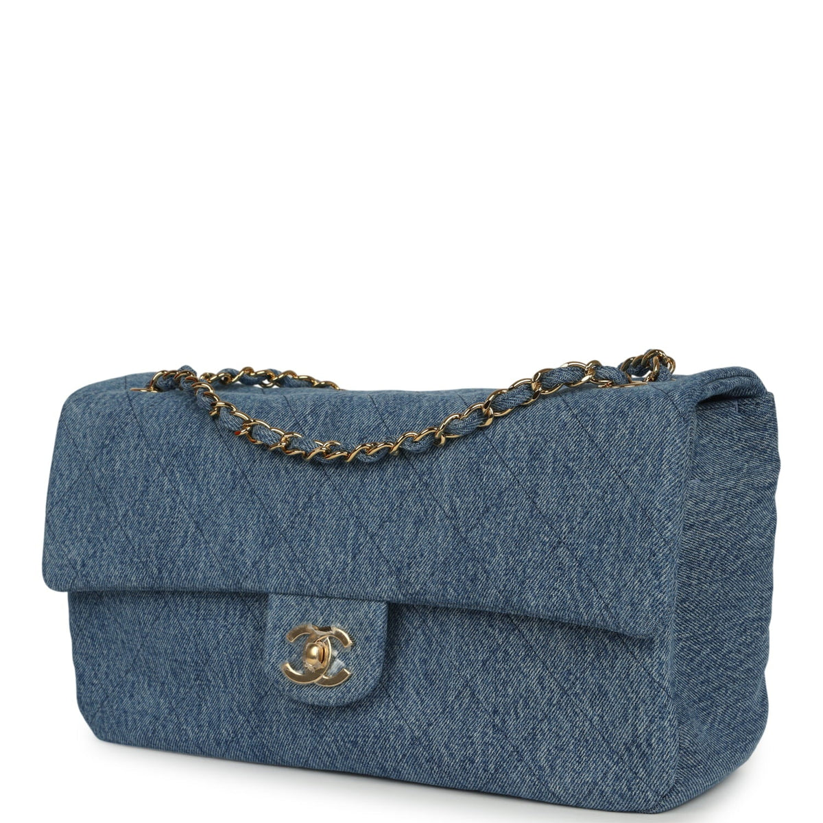Chanel Maxi "Souplissimo" Small Flap Bag Blue Denim Gold Hardware