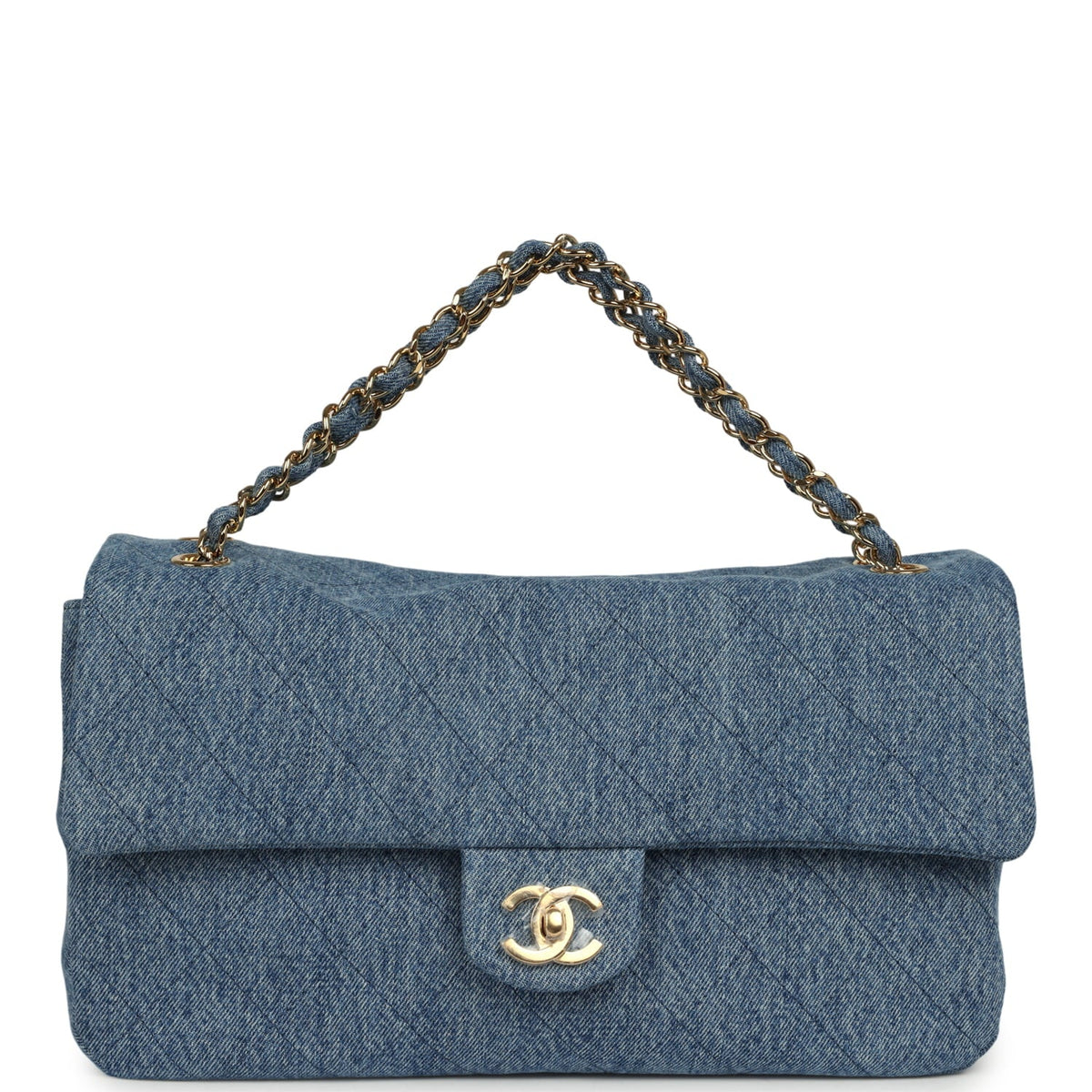 Chanel Maxi "Souplissimo" Small Flap Bag Blue Denim Gold Hardware