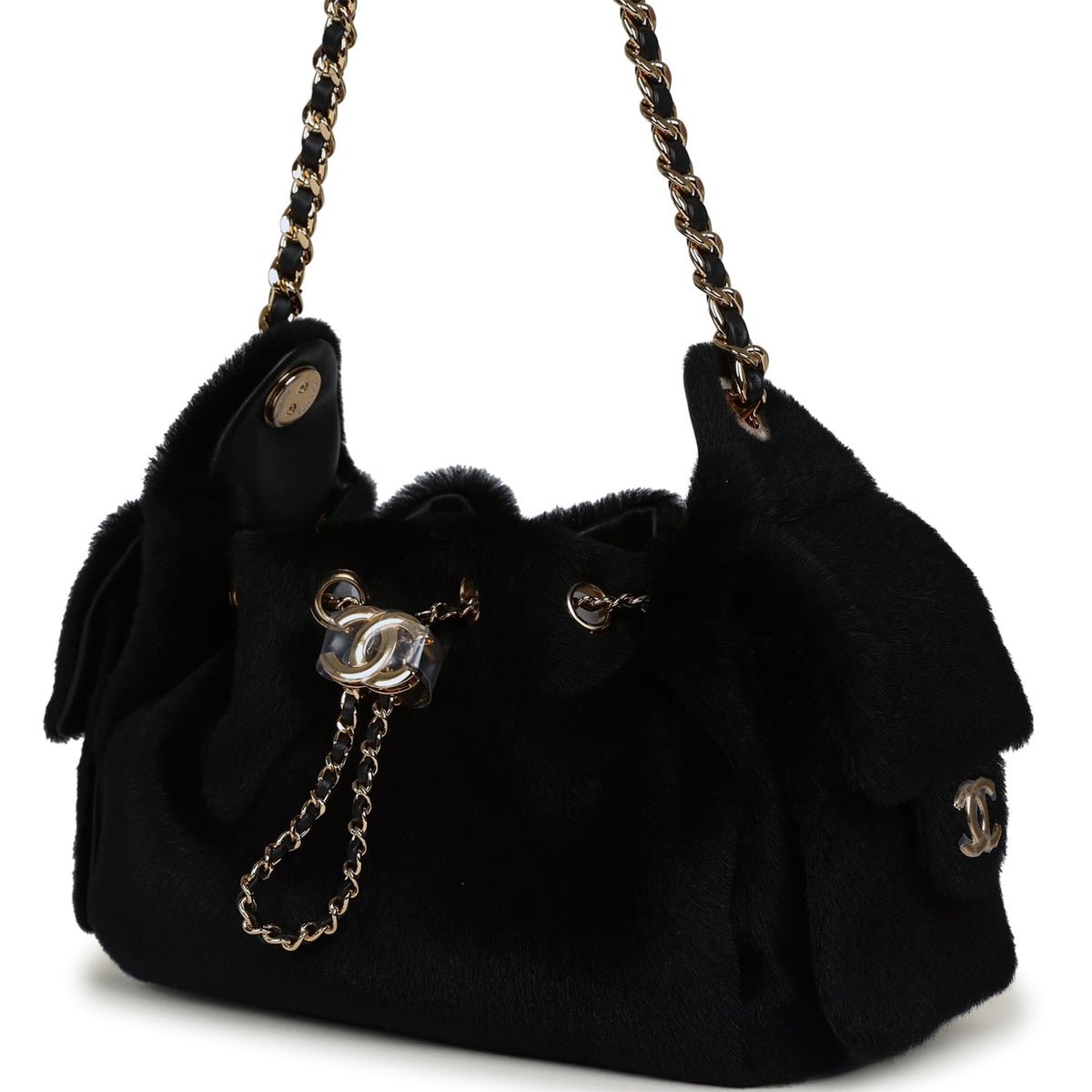 Chanel Mini 25 Hobo Bag Black Pony Hair Gold Hardware
