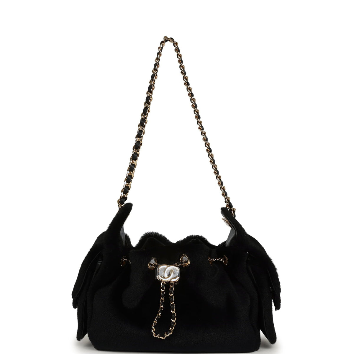 Chanel Mini 25 Hobo Bag Black Pony Hair Gold Hardware