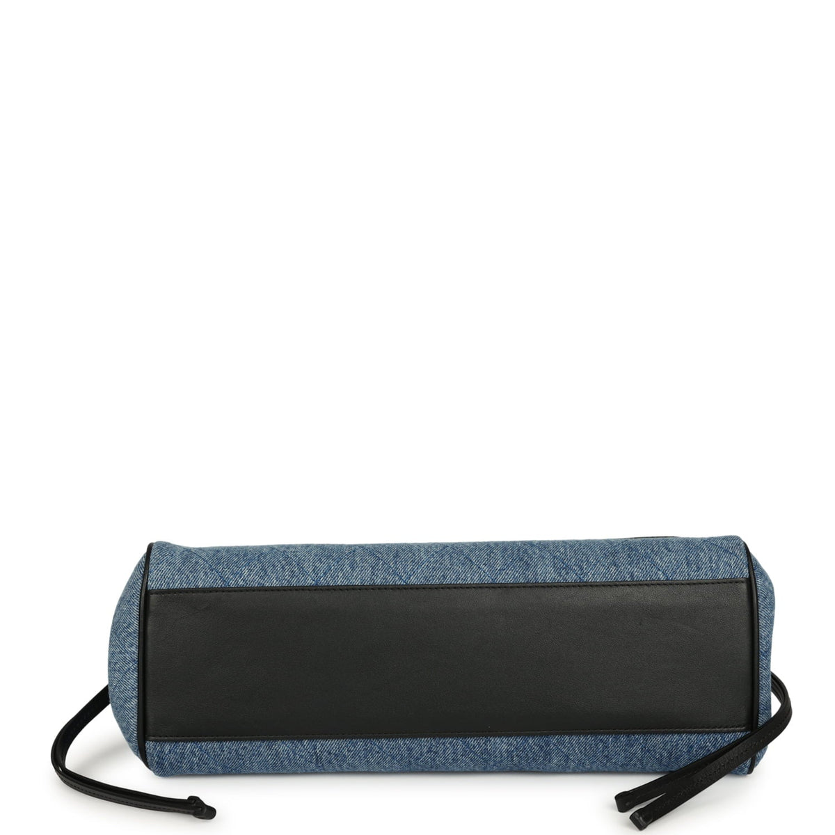 Chanel Small "Urban Essential" East West Shopping Tote Black Calfskin and Blue Denim Gold Hardware