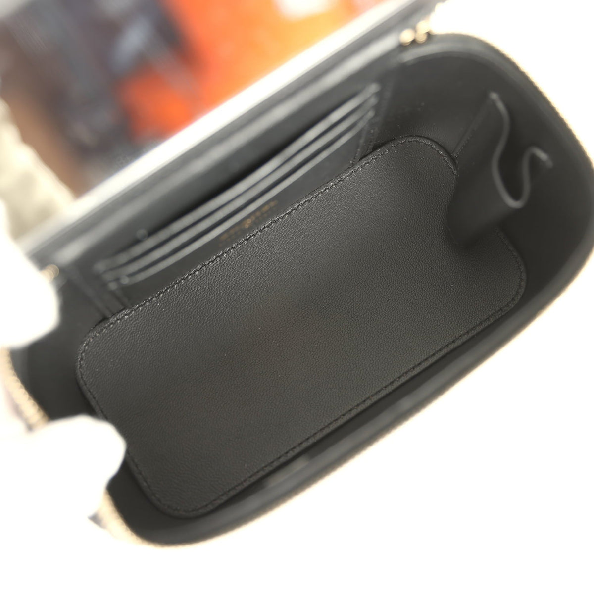 Chanel Small Vanity Case Black Raffia Light Gold Hardware