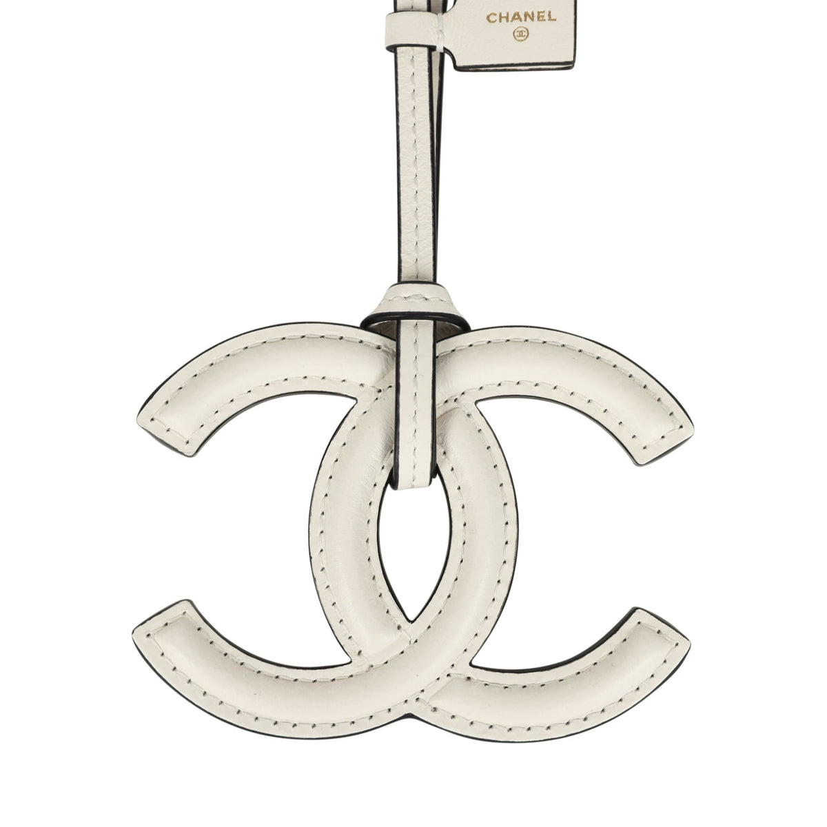 Chanel CC Logo Bag Charm White Lambskin Gold Hardware