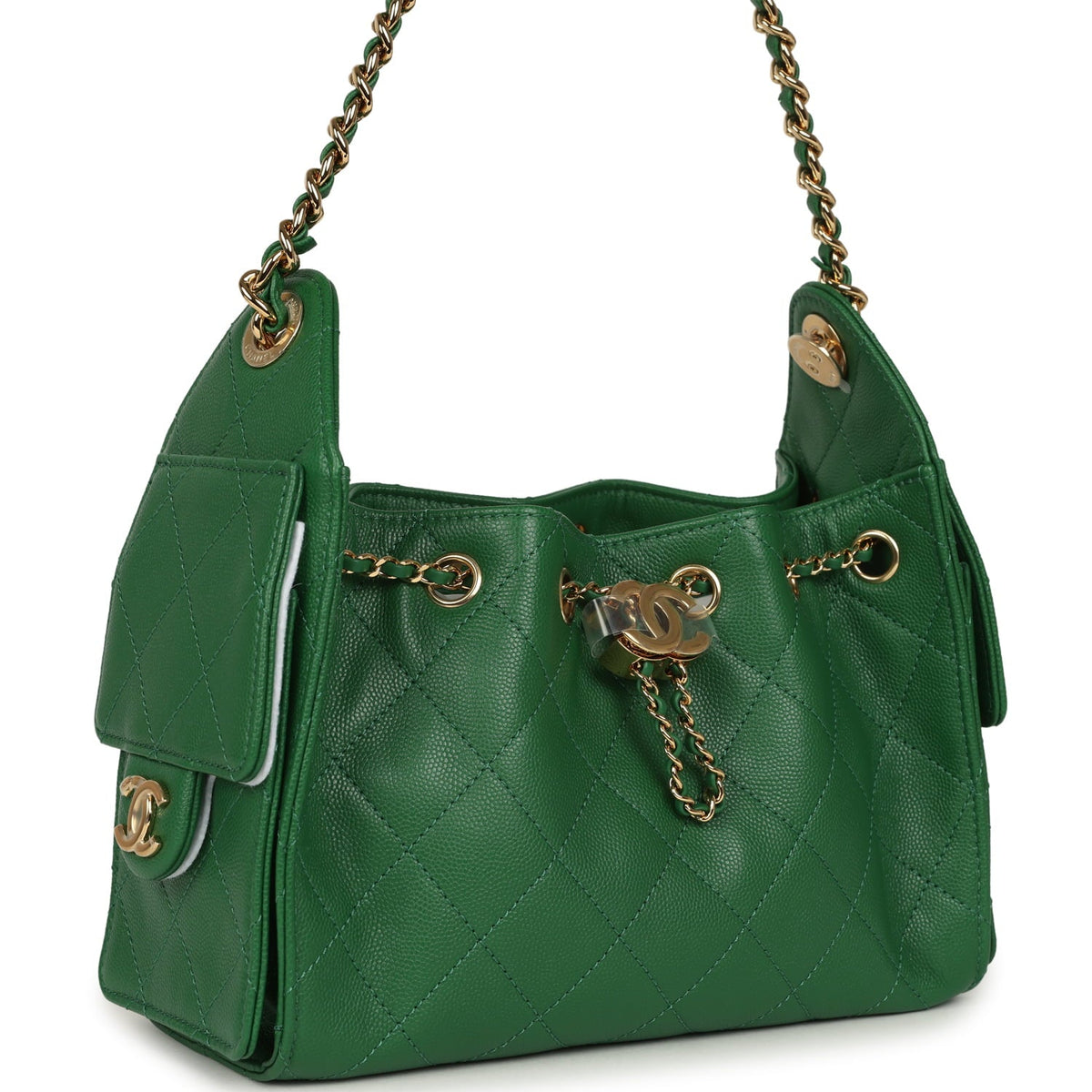 Chanel Mini 25 Hobo Bag Green Caviar Gold Hardware