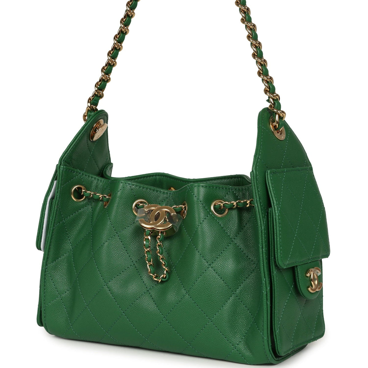 Chanel Mini 25 Hobo Bag Green Caviar Gold Hardware