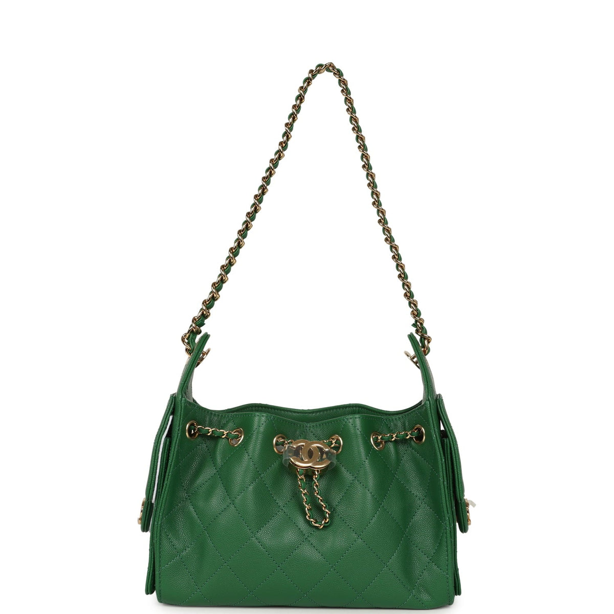 Chanel Mini 25 Hobo Bag Green Caviar Gold Hardware