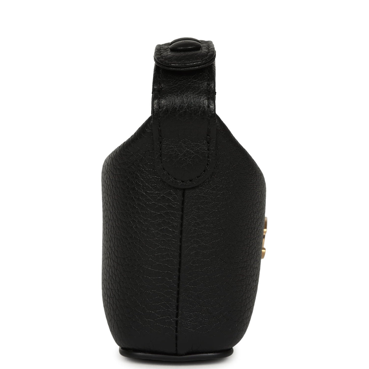 Chanel Micro Top Handle Round Hobo Pouch Black Grained Calfskin Gold Hardware