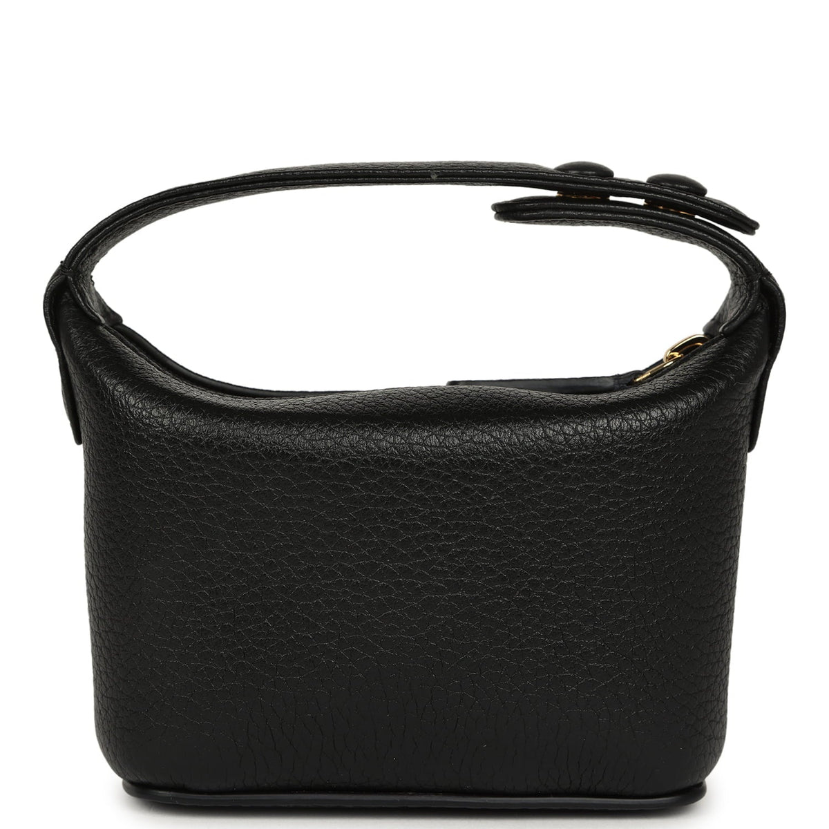 Chanel Micro Top Handle Round Hobo Pouch Black Grained Calfskin Gold Hardware