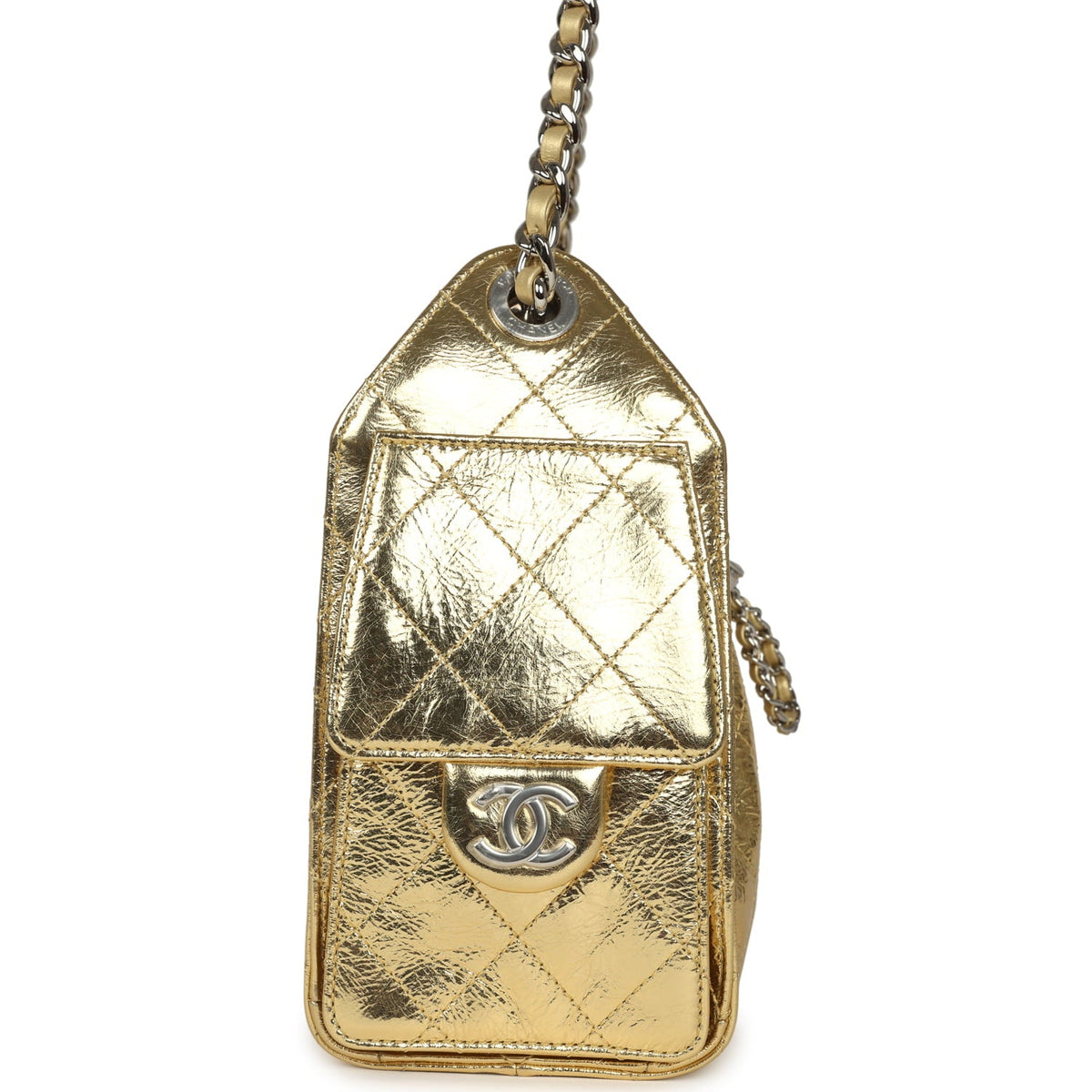 Chanel Mini 25 Hobo Bag Metallic Gold Calfskin Silver Hardware