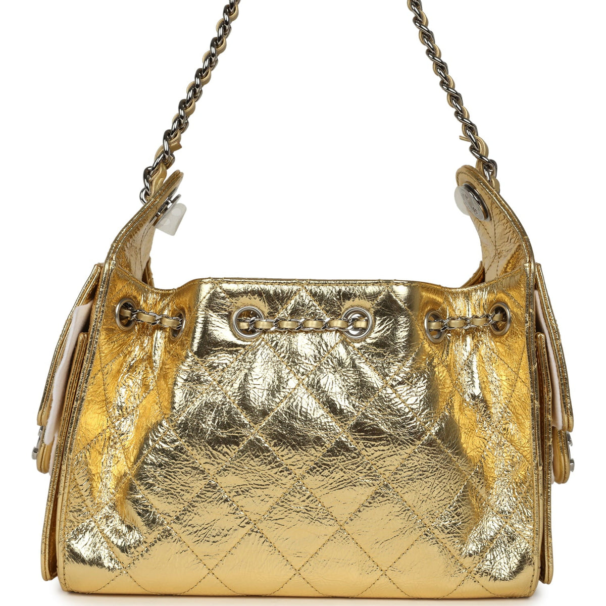 Chanel Mini 25 Hobo Bag Metallic Gold Calfskin Silver Hardware