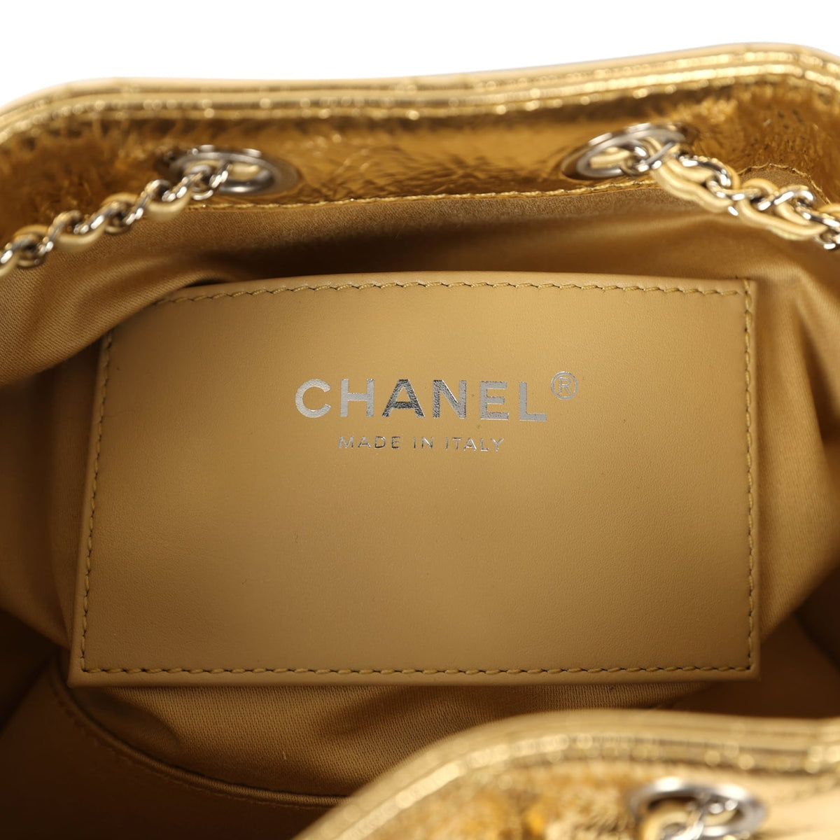 Chanel Mini 25 Hobo Bag Metallic Gold Calfskin Silver Hardware
