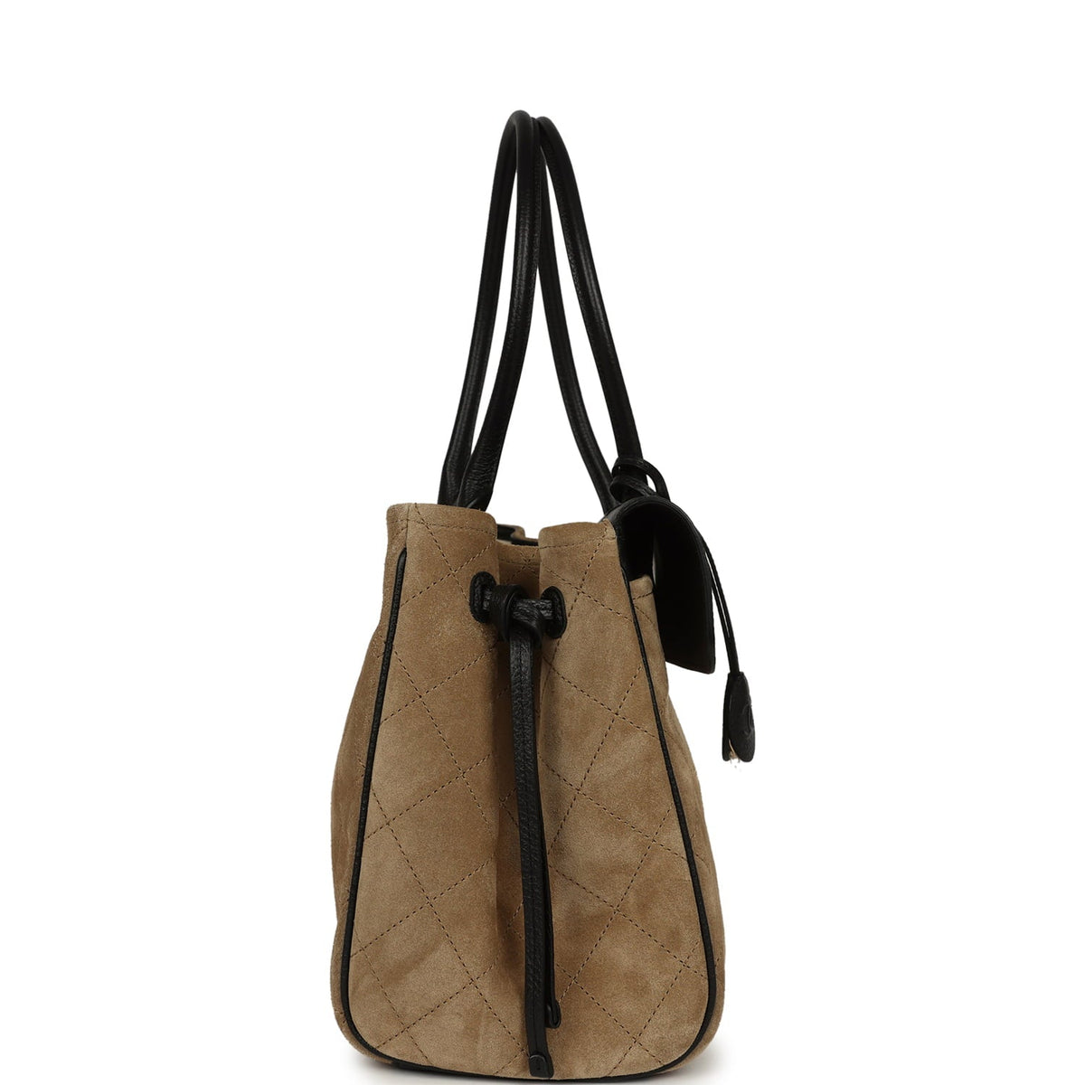 Chanel Large "Urban Essential" East West Shopping Tote Black Grained Calfskin and Beige Suede Gold Hardware