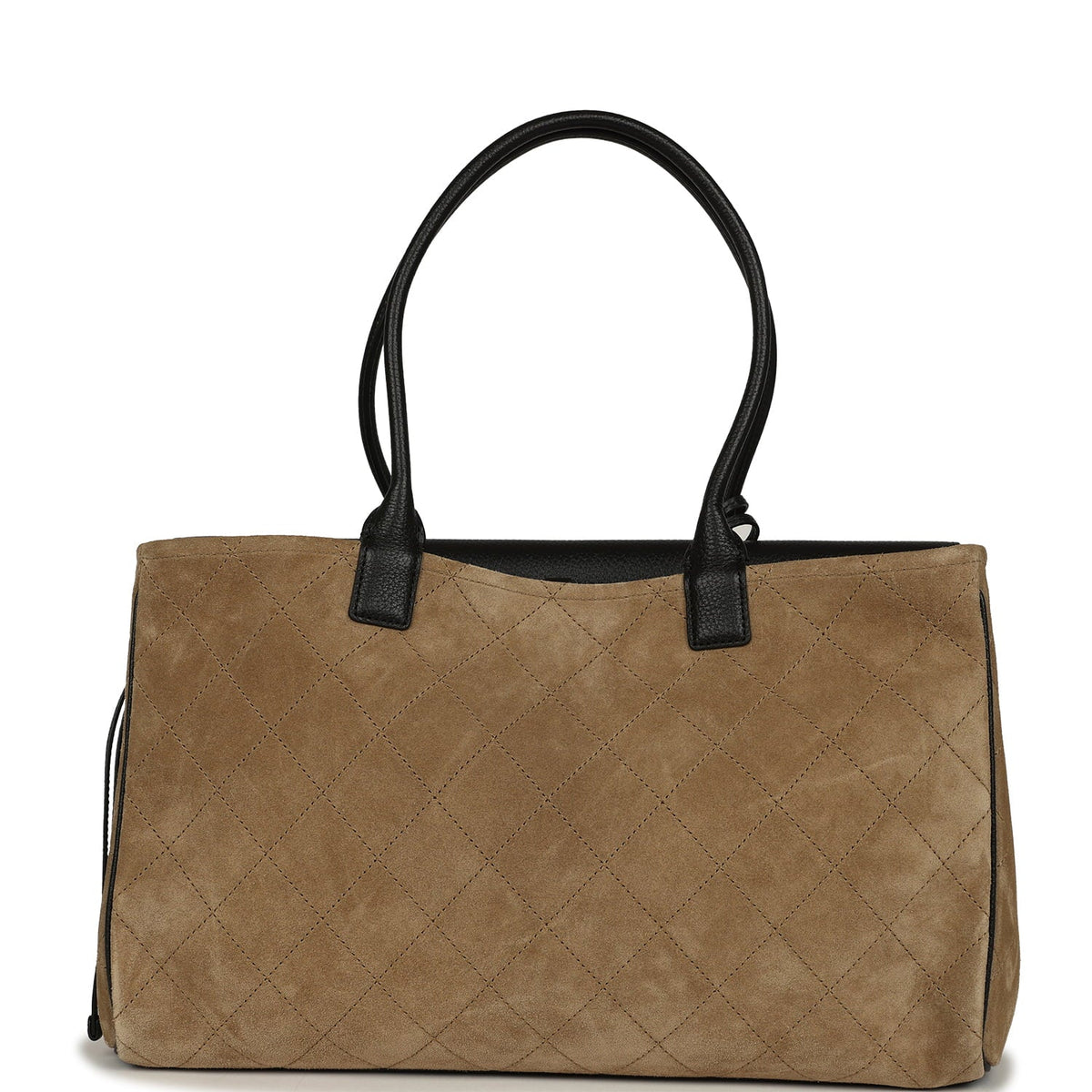 Chanel Large "Urban Essential" East West Shopping Tote Black Grained Calfskin and Beige Suede Gold Hardware