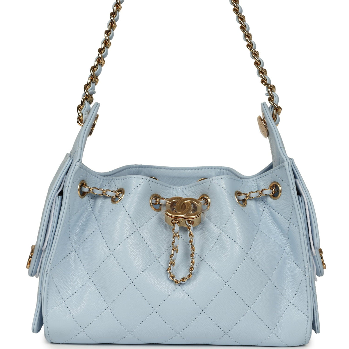 Chanel Mini 25 Hobo Bag Light Blue Caviar Gold Hardware