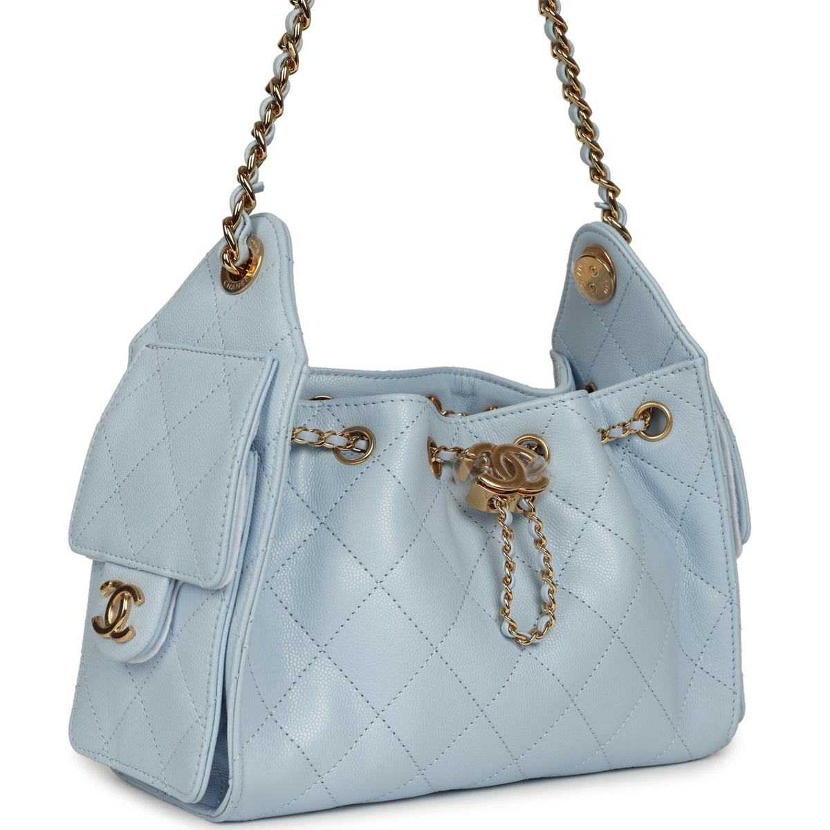 Chanel Mini 25 Hobo Bag Light Blue Caviar Gold Hardware