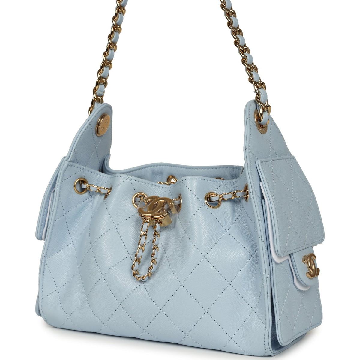 Chanel Mini 25 Hobo Bag Light Blue Caviar Gold Hardware
