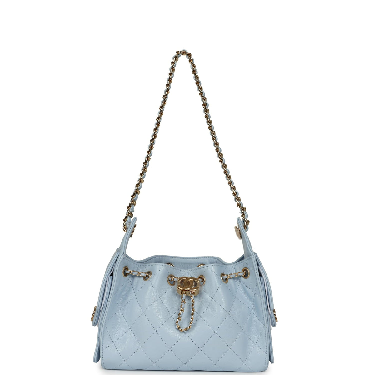 Chanel Mini 25 Hobo Bag Light Blue Caviar Gold Hardware