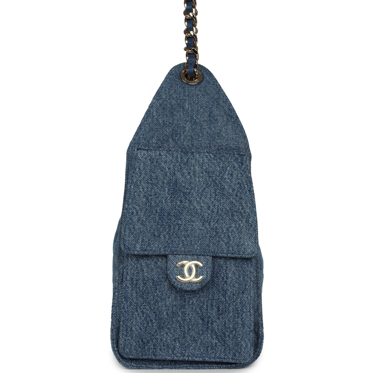 Chanel Small 25 Hobo Bag Blue Washed Denim Light Gold Hardware