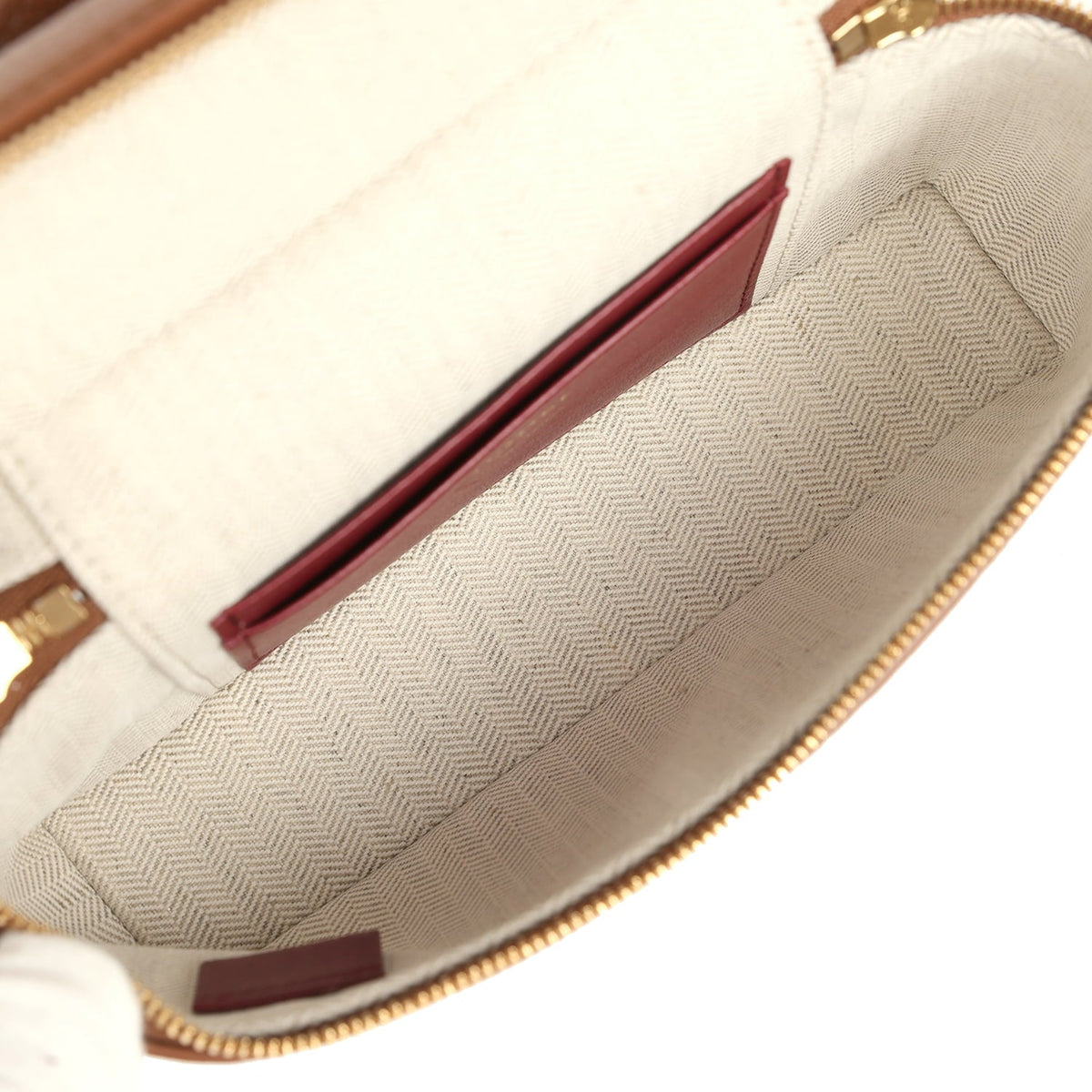 Chanel "Supple" Top Handle Long Vanity Case with Chain Camel Grained Calfskin Gold Hardware