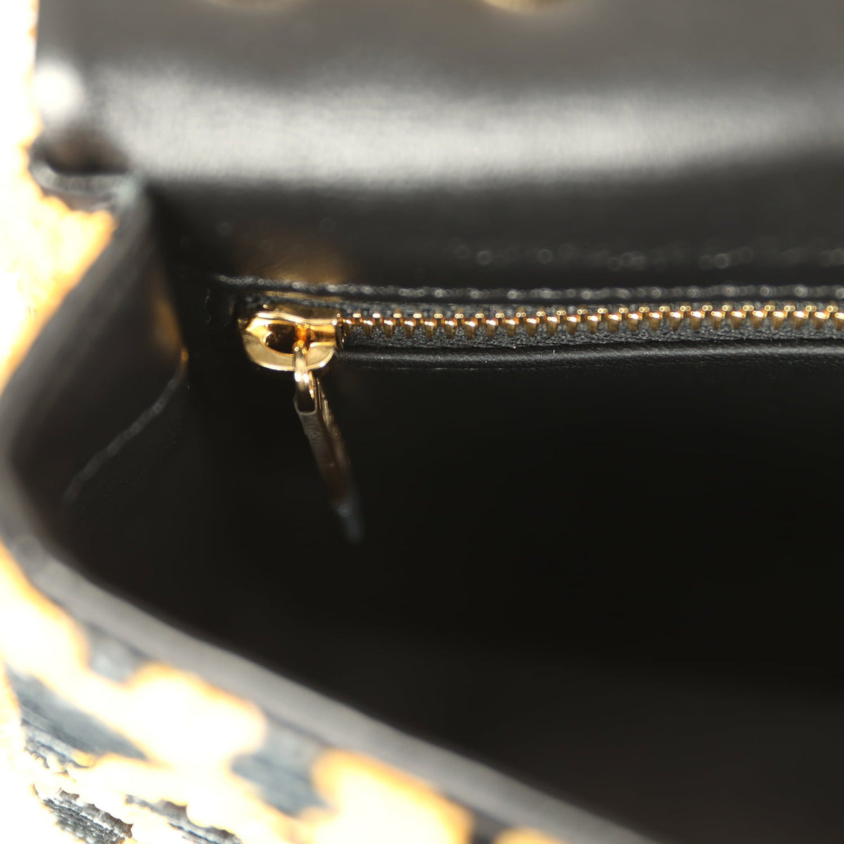 Chanel Mini Cheetah Print Flap Bag Orange, Black Sequin Gold Hardware