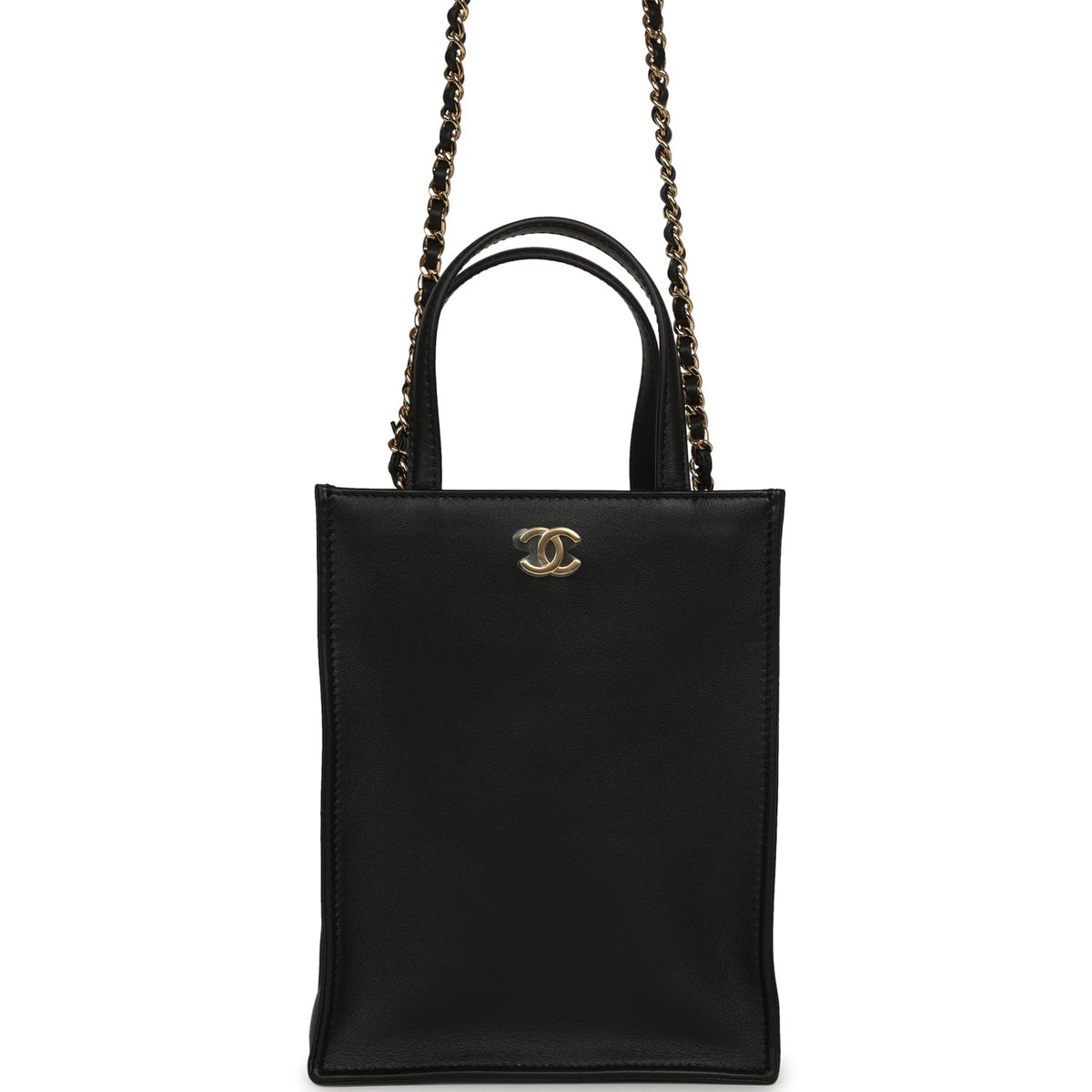Chanel Mini "Grocery Bag" with Chain Black Calfskin Gold Hardware