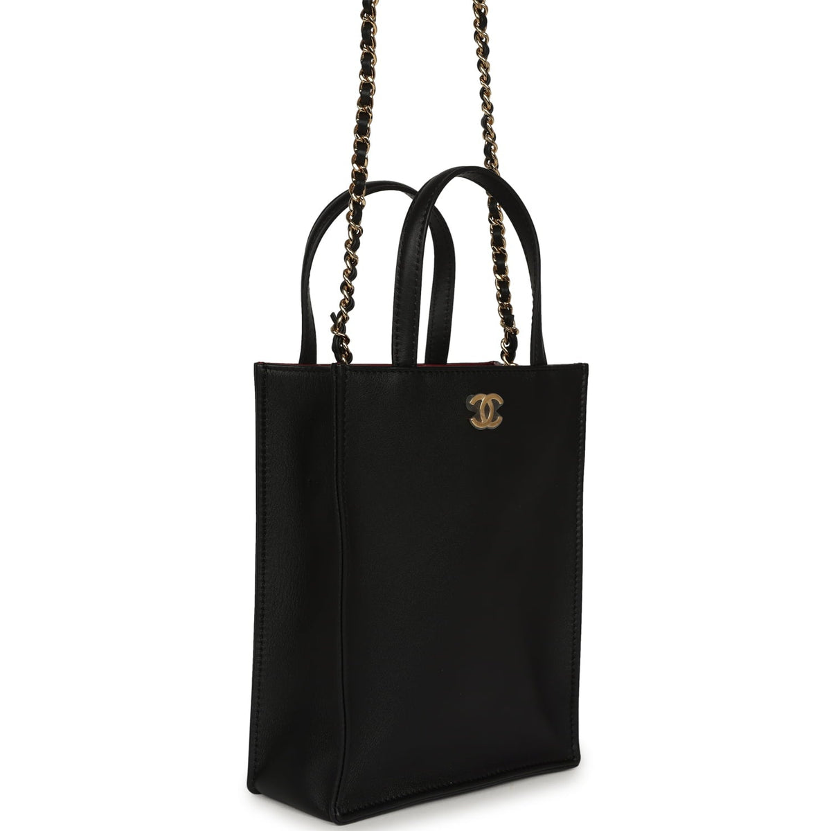 Chanel Mini "Grocery Bag" with Chain Black Calfskin Gold Hardware