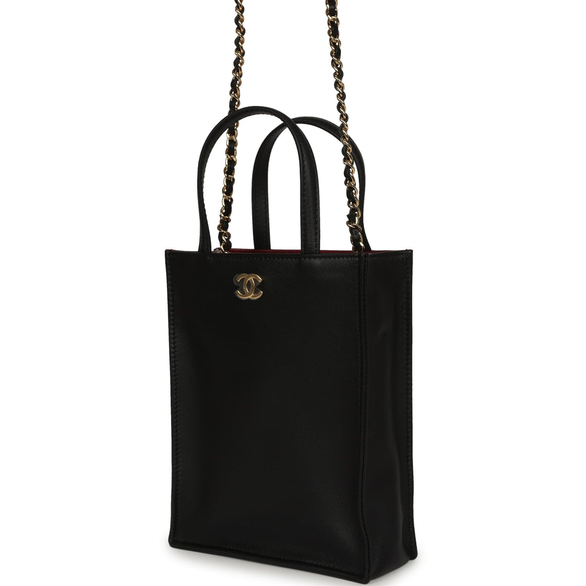 Chanel Mini "Grocery Bag" with Chain Black Calfskin Gold Hardware