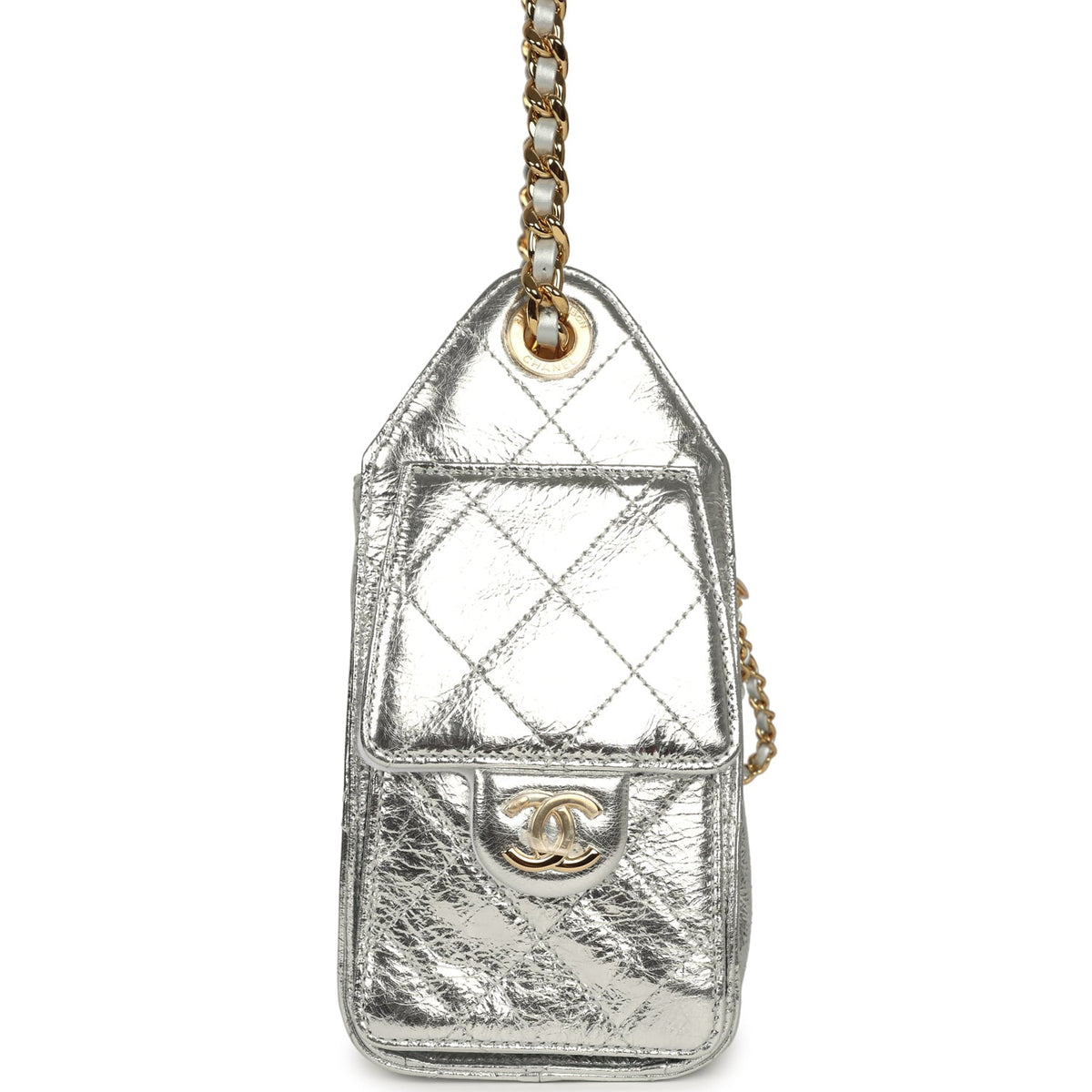 Chanel Mini 25 Hobo Bag Metallic Silver Caviar Gold Hardware