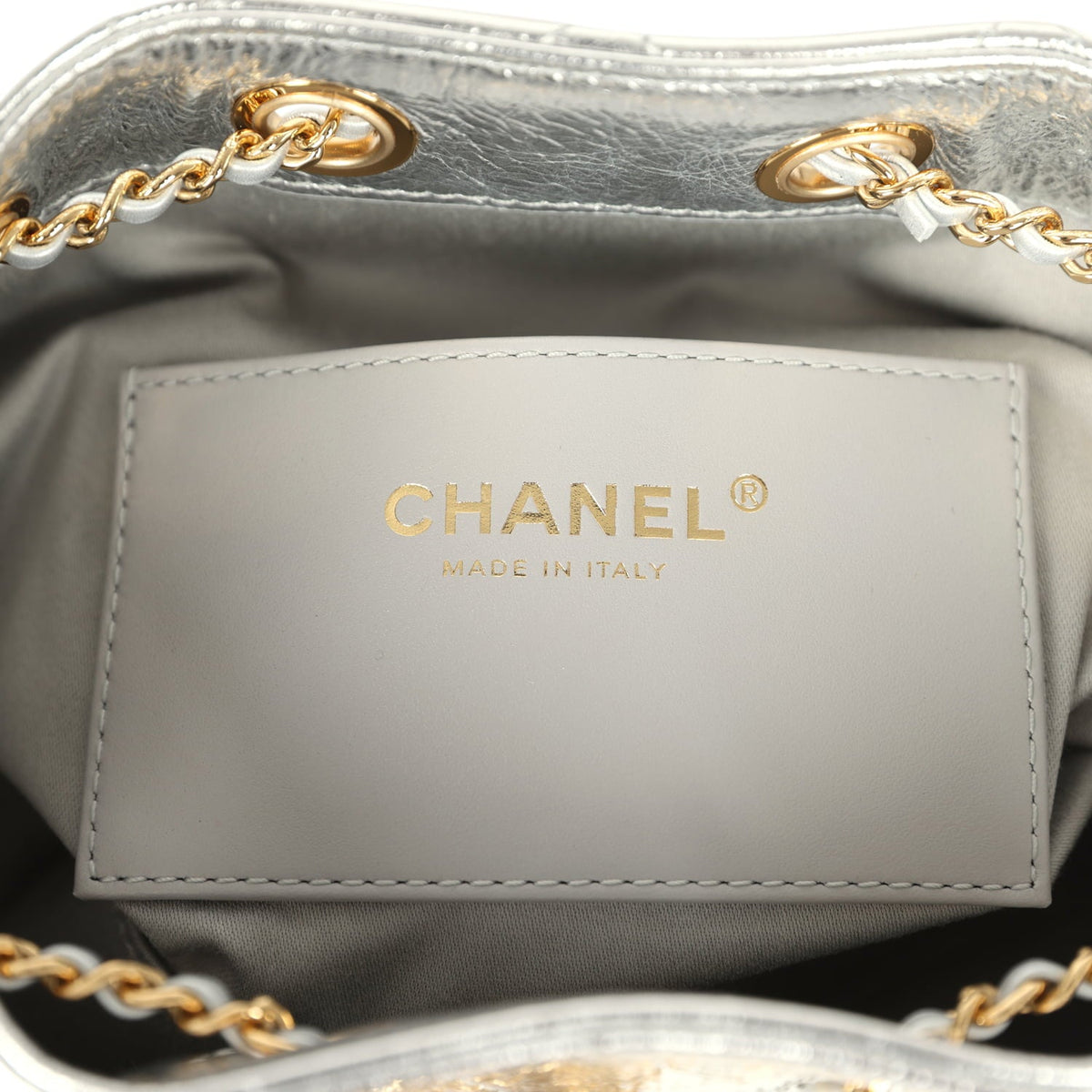 Chanel Mini 25 Hobo Bag Metallic Silver Caviar Gold Hardware