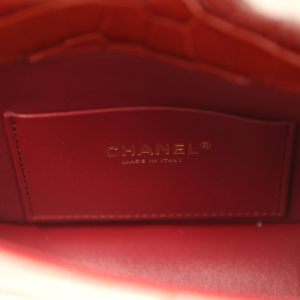 Chanel Mini Top Handle "Turn Around" Flap Bag Burgundy Croc Embossed Calfskin Gold Hardware