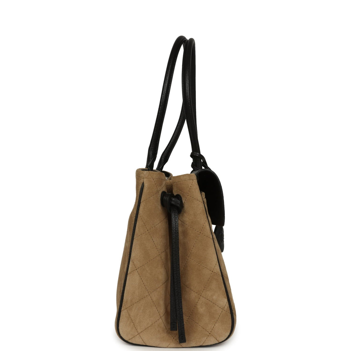 Chanel Large "Urban Essential" East West Shopping Tote Black Grained Calfskin and Beige Suede Gold Hardware