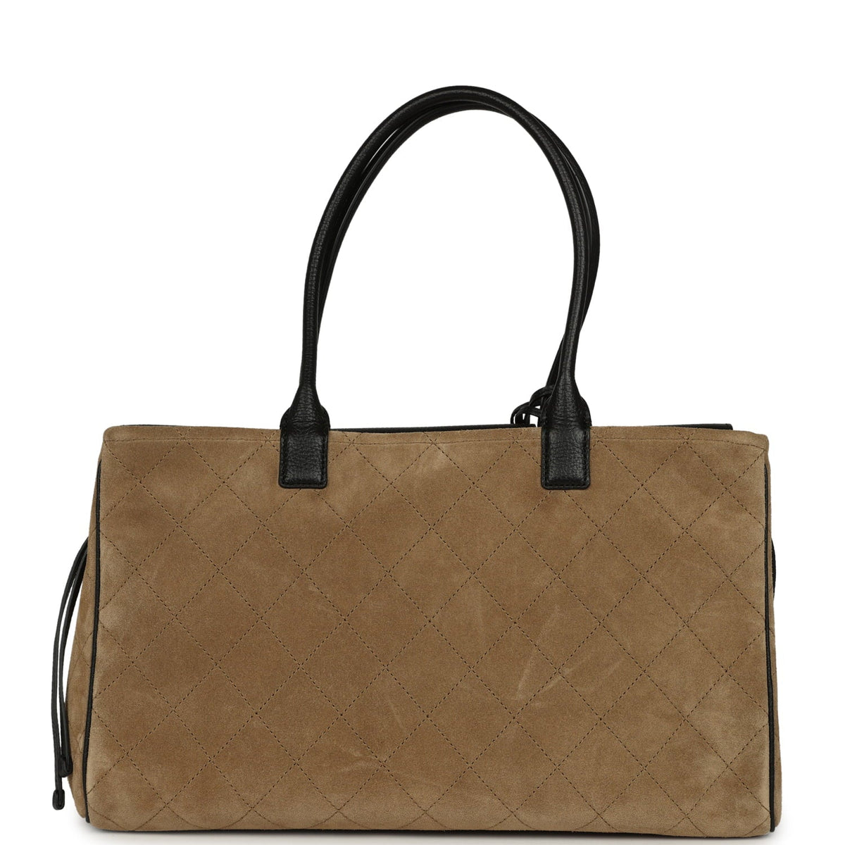 Chanel Large "Urban Essential" East West Shopping Tote Black Grained Calfskin and Beige Suede Gold Hardware