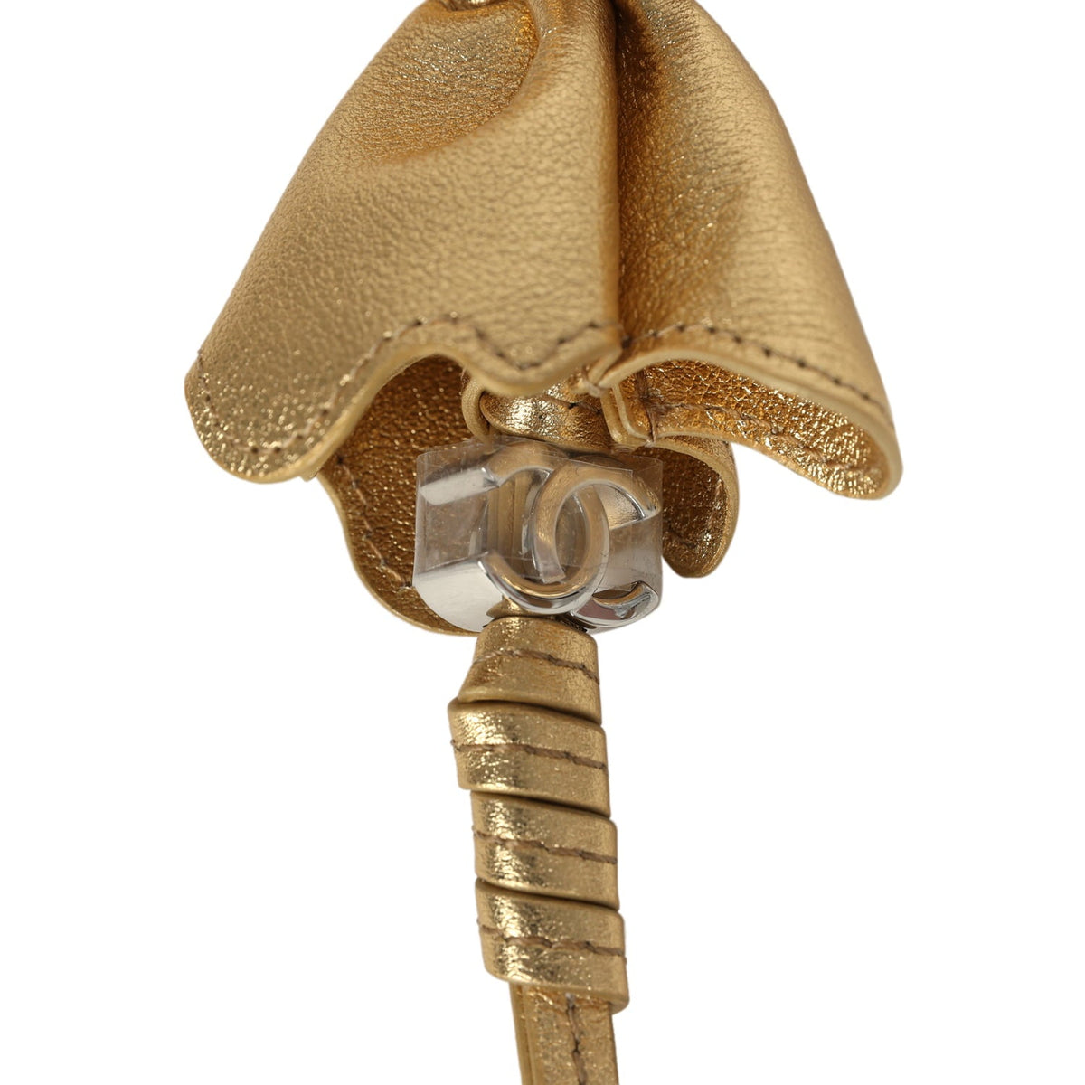 Chanel Mini Candy Bag Charm Light Gold Metallic Lambskin Silver Hardware