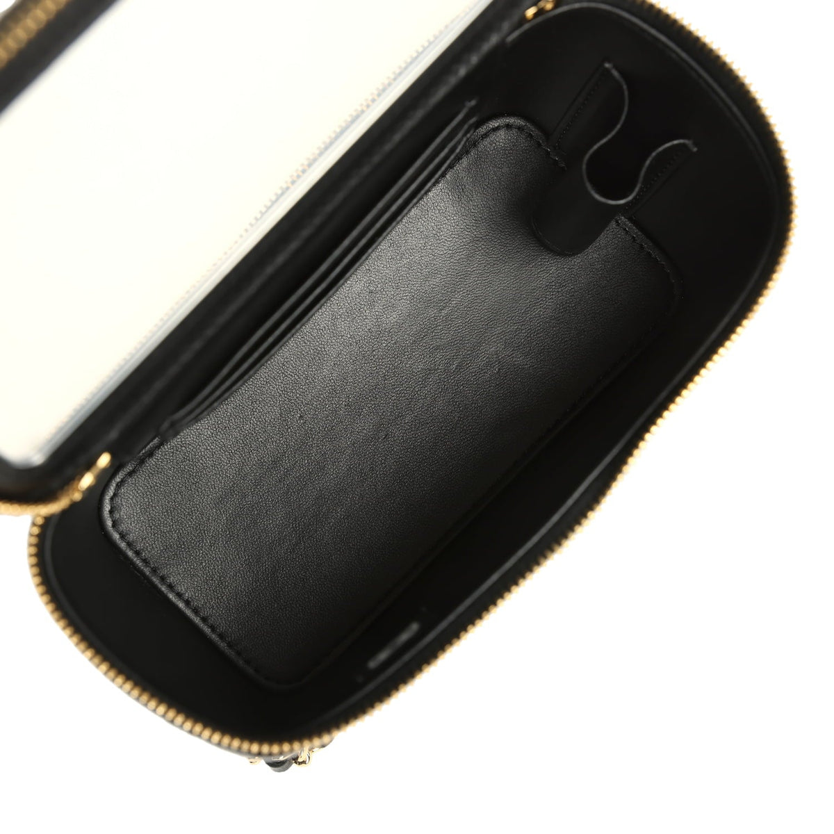 Chanel Small Tortoiseshell Top Handle Vanity Case Black Shiny Lambskin Gold Hardware